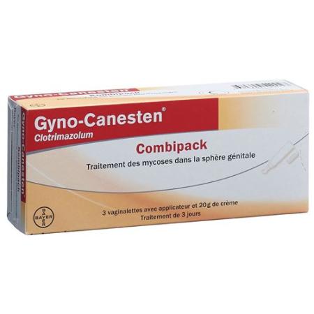 Gyno-Canesten combination pack 3 vaginal tablets and 20 g cream - PrimeCare Global