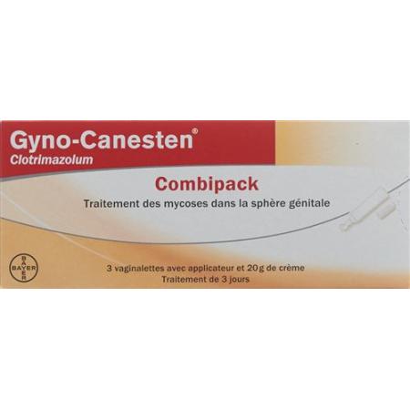 Gyno-Canesten combination pack 3 vaginal tablets and 20 g cream - PrimeCare Global