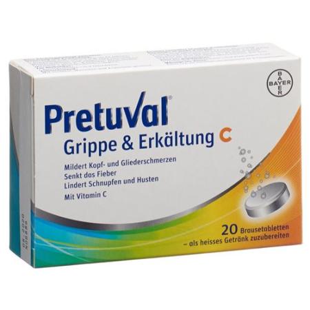 Pretuval flu and cold C effervescent tablets 20 pcs - PrimeCare Global