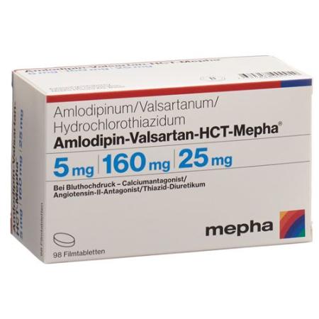 Amlodipin-Valsartan-HCT-Mepha Filmtabl 5mg/160mg/25mg 98 pcs - PrimeCare Global