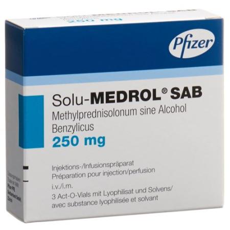 Solu-Medrol SAB Dry Sub 250 mg with Solvens Act O Vial 3 pcs - PrimeCare Global