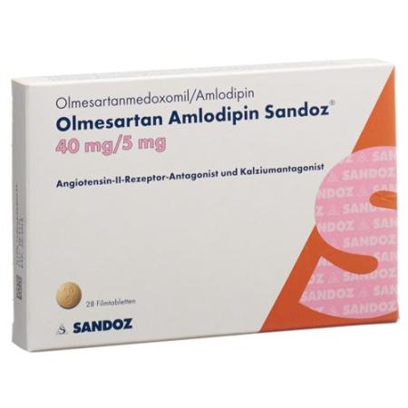 Olmesartan Amlodipin Sandoz Filmtabl 40/5 mg 28 pcs - PrimeCare Global
