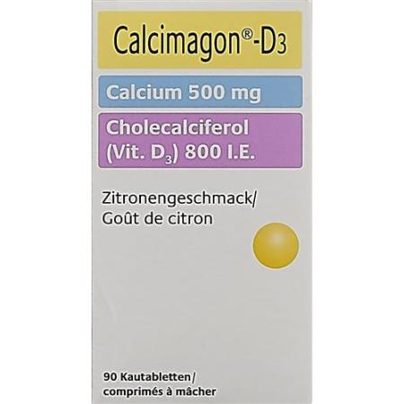 Calcimagon D3 chewable tablets 500/800 Lemon can 90 pcs - PrimeCare Global