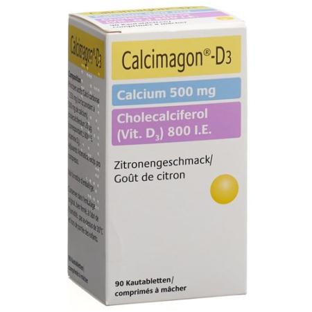 Calcimagon D3 chewable tablets 500/800 Lemon can 90 pcs - PrimeCare Global