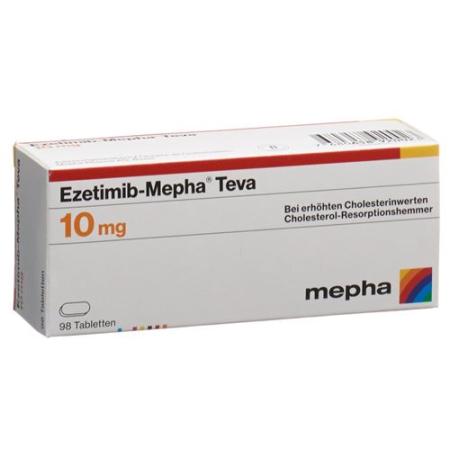 Ezetimibe-Mepha Teva Tabl 10 mg 98 pcs - PrimeCare Global