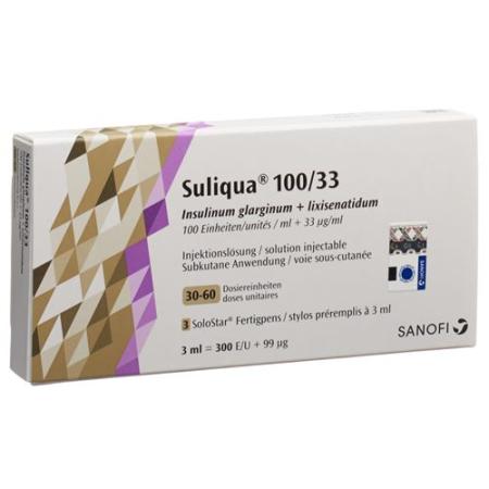 Suliqua 100/33 Inj L&ouml;s SoloStar green Fertpen 3 pcs - PrimeCare Global