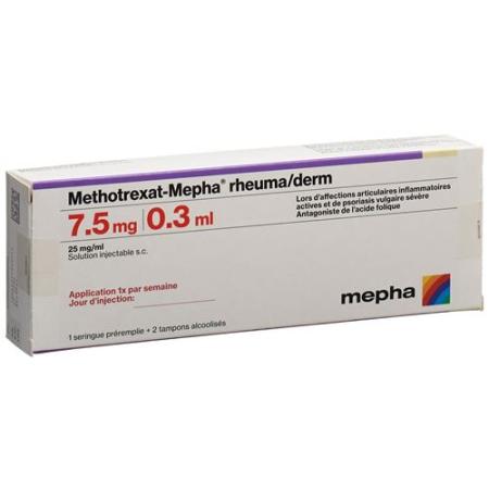 Methotrexat-Mepha rheuma/derm Inj L&ouml;s 7.5 mg/0.3ml Fertspr - PrimeCare Global
