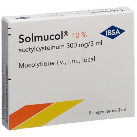 Solmucol 10% Inj L&ouml;s 300 mg/3ml local. i.v. i.m. 5amp 3ml - PrimeCare Global