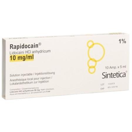 Rapidocain 1% Inj L&ouml;s 50 mg/5ml without preservatives 10 amp - PrimeCare Global