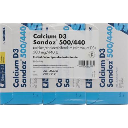 Calcium D3 Sandoz Plv 500/440 bag 90 pieces - PrimeCare Global