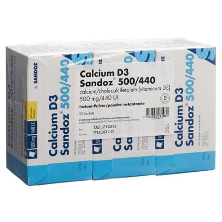 Calcium D3 Sandoz Plv 500/440 bag 90 pieces - PrimeCare Global
