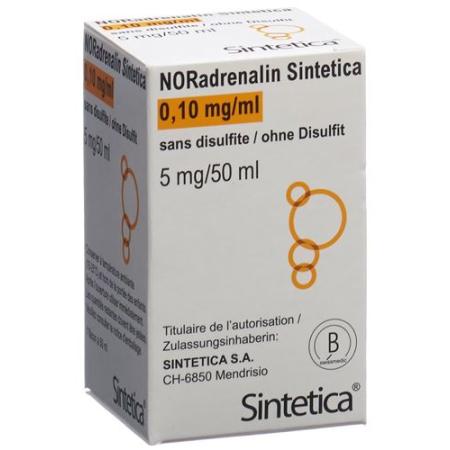 NORadrenalin Sintetica Inf L&ouml;s 0.1 mg/ml (50ml) without Disulfite Vi - PrimeCare Global