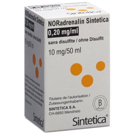 NORadrenalin Sintetica Inf L&ouml;s 0.2 mg/ml (50ml) without Disulfite Vi - PrimeCare Global