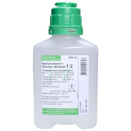 NaCl Gluc 1:2 Bichsel 250ml without cutlery PP bottle 24 pcs - PrimeCare Global
