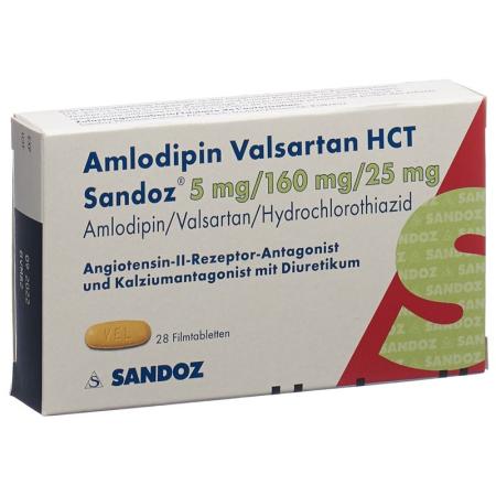 Amlodipine Valsartan HCT Sandoz Filmtabl 5mg/160mg/25mg 98 pcs - PrimeCare Global