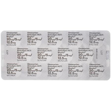 Olmesartan Amlodipine HCT Mepha Lactab 20mg/5mg/12.5mg 98 pcs - PrimeCare Global