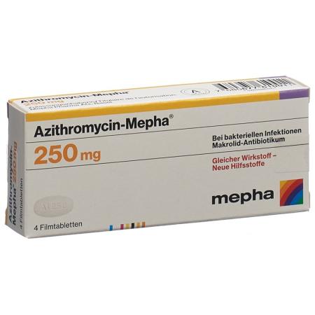 Azithromycin-Mepha Filmtabl 250 mg 4 pcs - PrimeCare Global