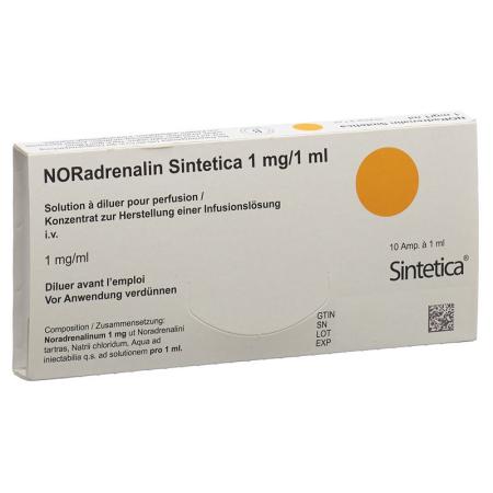 NORadrenalin Sintetica Inf Konc 1mg/1ml 10amp 1ml - PrimeCare Global