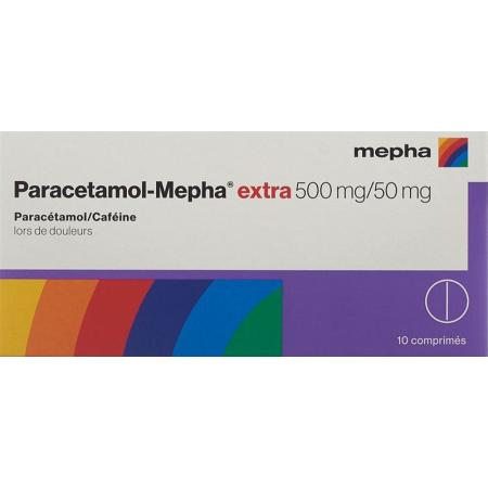 Paracetamol-Mepha extra Tabl 500mg/50mg 10 pcs - PrimeCare Global