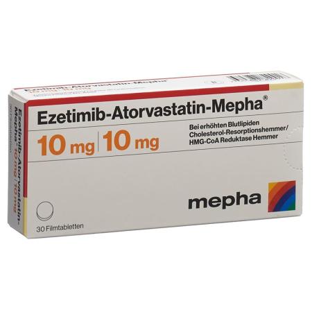 Ezetimibe-Atorvastatin-Mepha Filmtabl 10mg/10mg 90 pcs - PrimeCare Global