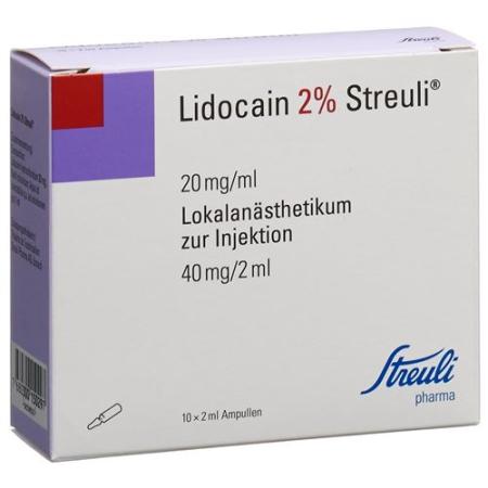 Lidocain Streuli 2% Inj L&ouml;s 40 mg/2ml (ampoules) 10 Amp 2 ml - PrimeCare Global