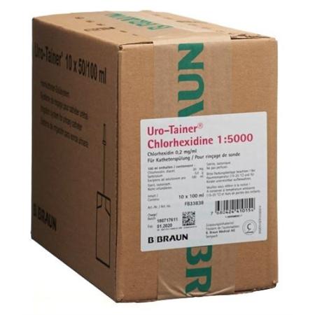Uro-Tainer chlorhexidine flushing solution 1:5000 10 bags 100 ml - PrimeCare Global