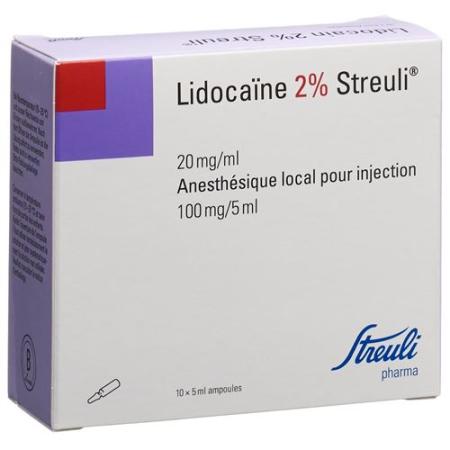 Lidocain Streuli 2% Inj L&ouml;s 100 mg/5ml (ampoules) 10 Amp 5 ml - PrimeCare Global