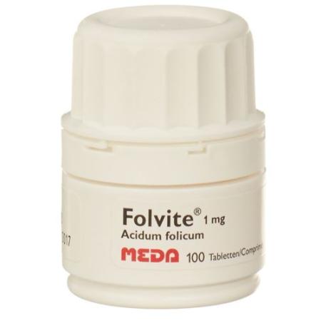 Folvite Tabl 1 mg bottle 100 pcs - PrimeCare Global