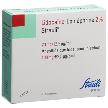 Lidocaine epinephrine Streuli 2% Inj L&ouml;s 100 mg/5ml (ampoules) 10 - PrimeCare Global